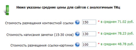 Средние цены на рекламу в Gogetlinks