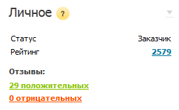 Мой рейтинг заказчика говорит о том, что со мной можно работать